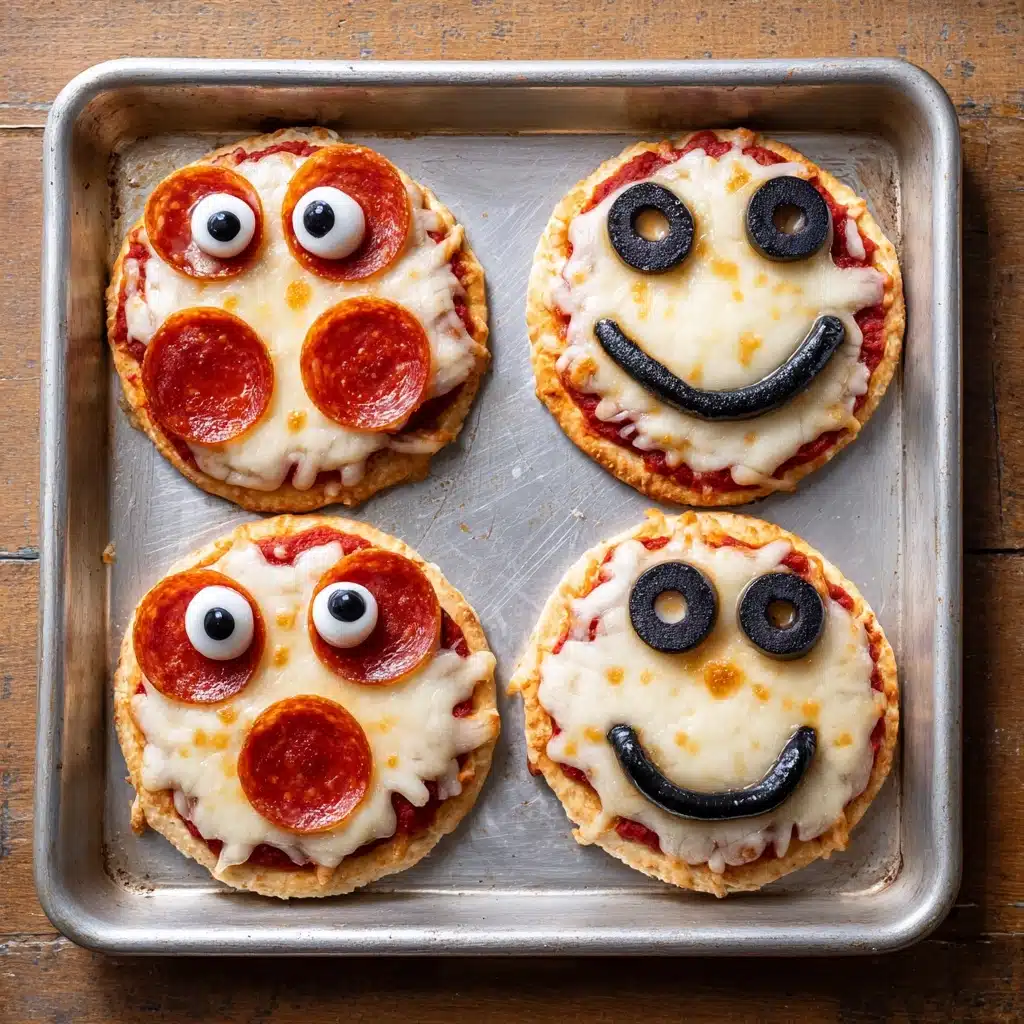 Easy Peasy Mini Halloween Pizzas Recipe - Recipe Image
