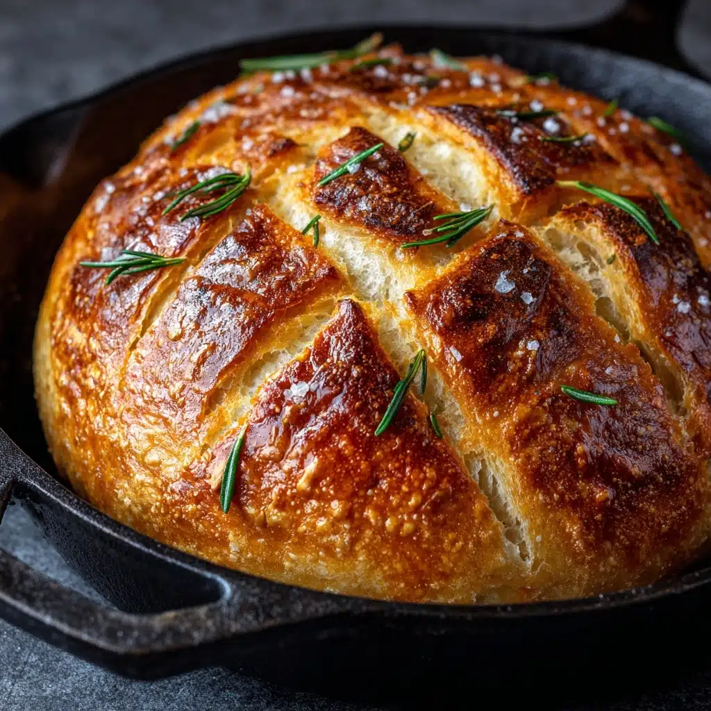 Rustic No-Knead Rosemary Garlic Bread Recipe - Recipe Image