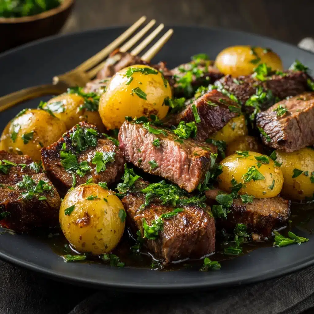 Garlic Butter Steak Bites and Potatoes Recipe - Recipe Image