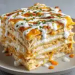 Cheesy Buffalo Chicken Lasagna with Ranch Drizzle Recipe