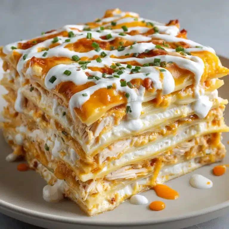 Cheesy Buffalo Chicken Lasagna with Ranch Drizzle Recipe