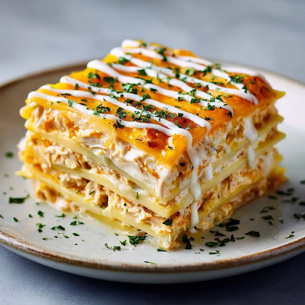 Cheesy Buffalo Chicken Lasagna with Ranch Drizzle Recipe - Recipe Image