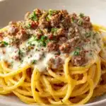 Creamy Ground Beef Alfredo Pasta Recipe
