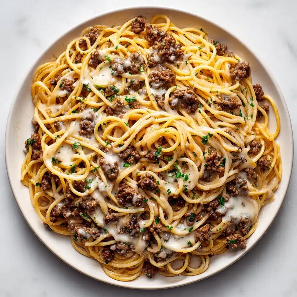 Creamy Ground Beef Alfredo Pasta Recipe - Recipe Image