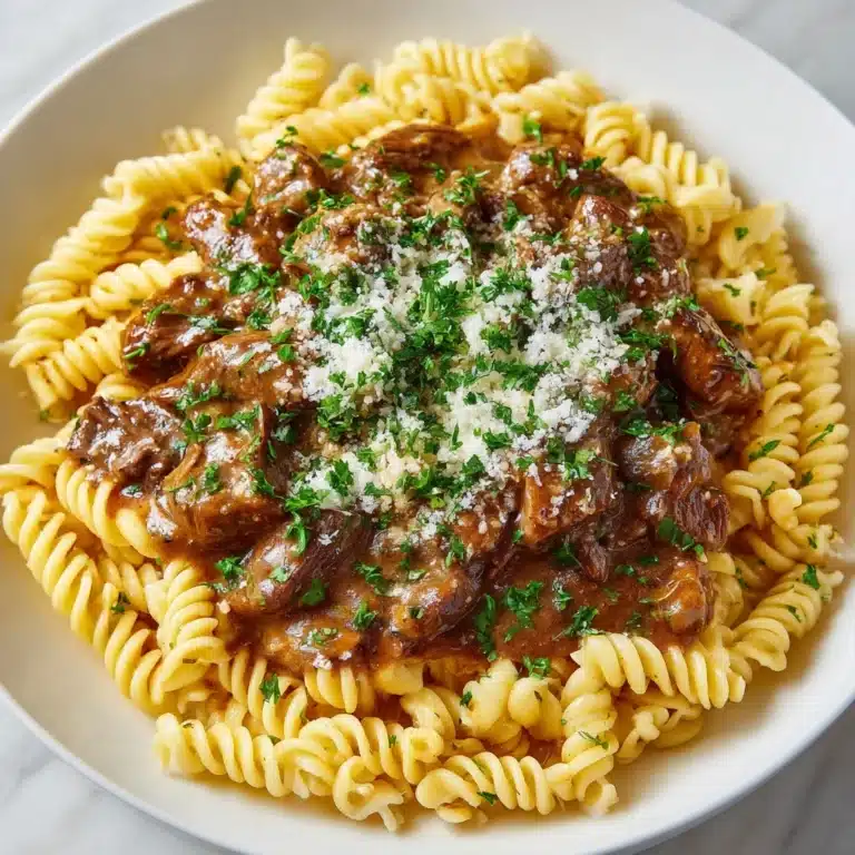Slow Cooker Creamy Garlic Beef Pasta Recipe