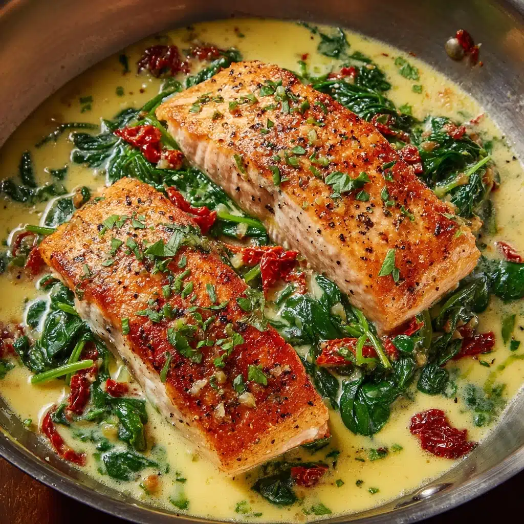 Creamy Garlic Butter Tuscan Salmon Recipe - Recipe Image