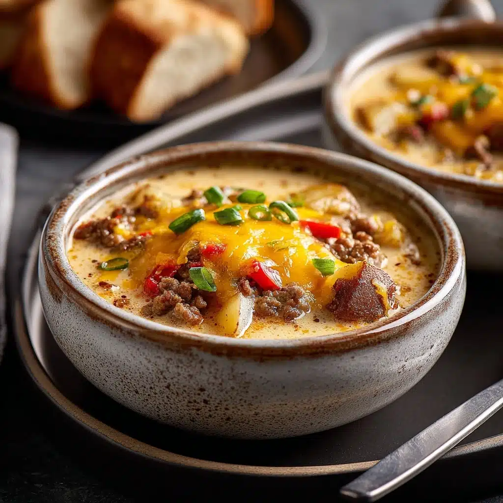 Slow Cooker Cheesy Burger-Flavored Soup Recipe - Recipe Image