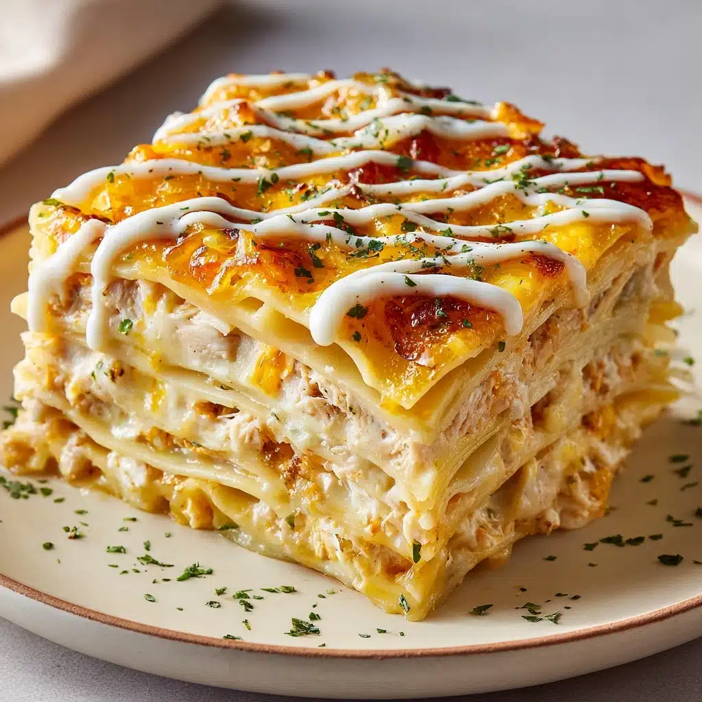 Cheesy Buffalo Chicken Lasagna with Ranch Drizzle Recipe - Recipe Image