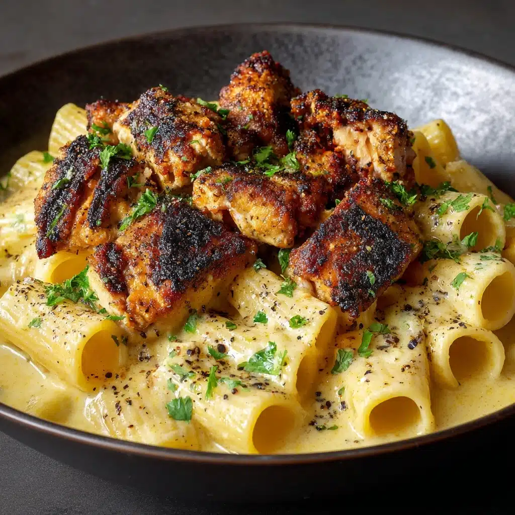 Creamy Garlic Butter Chicken and Rigatoni in Parmesan Sauce Recipe - Recipe Image