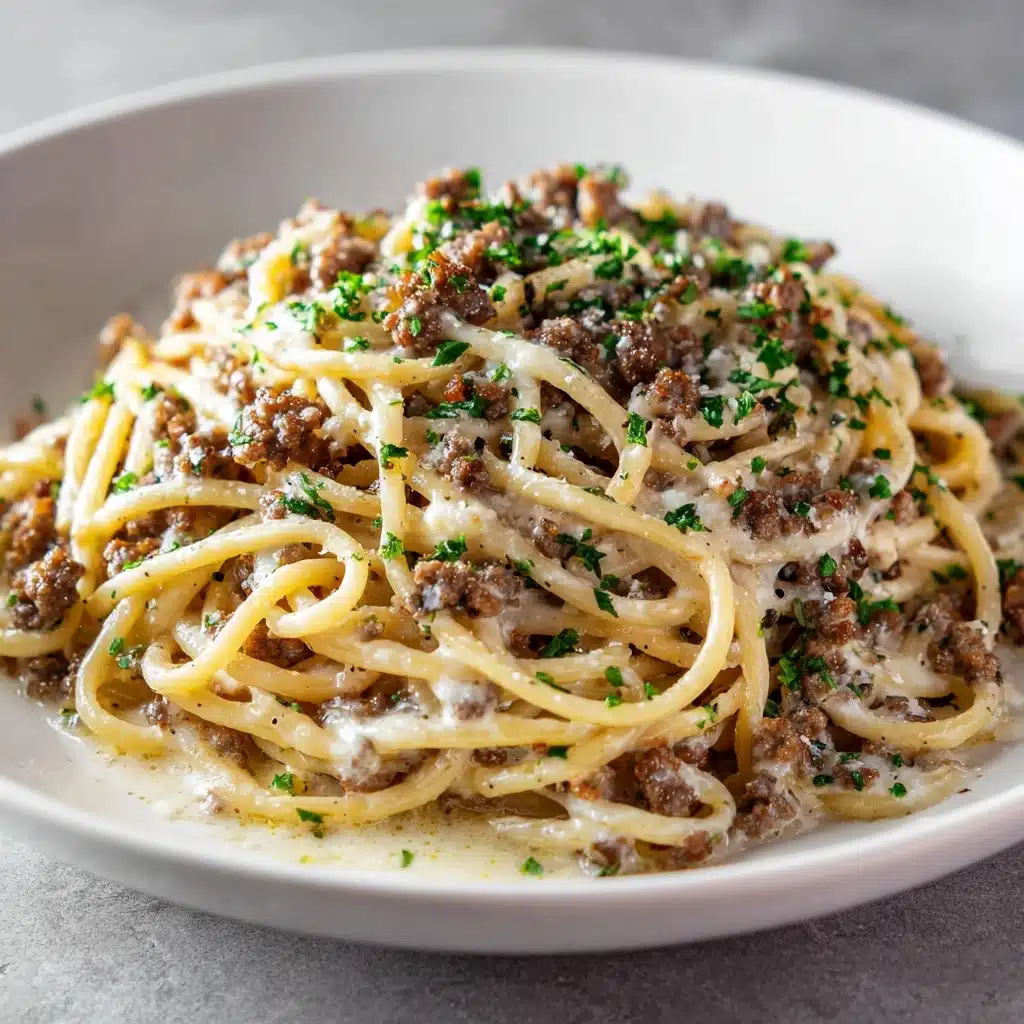 Creamy Ground Beef Alfredo Pasta Recipe - Recipe Image