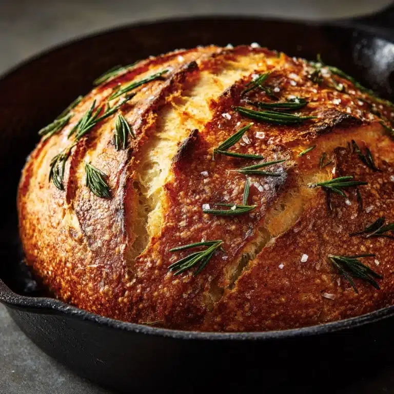 Rustic No-Knead Rosemary Garlic Bread Recipe