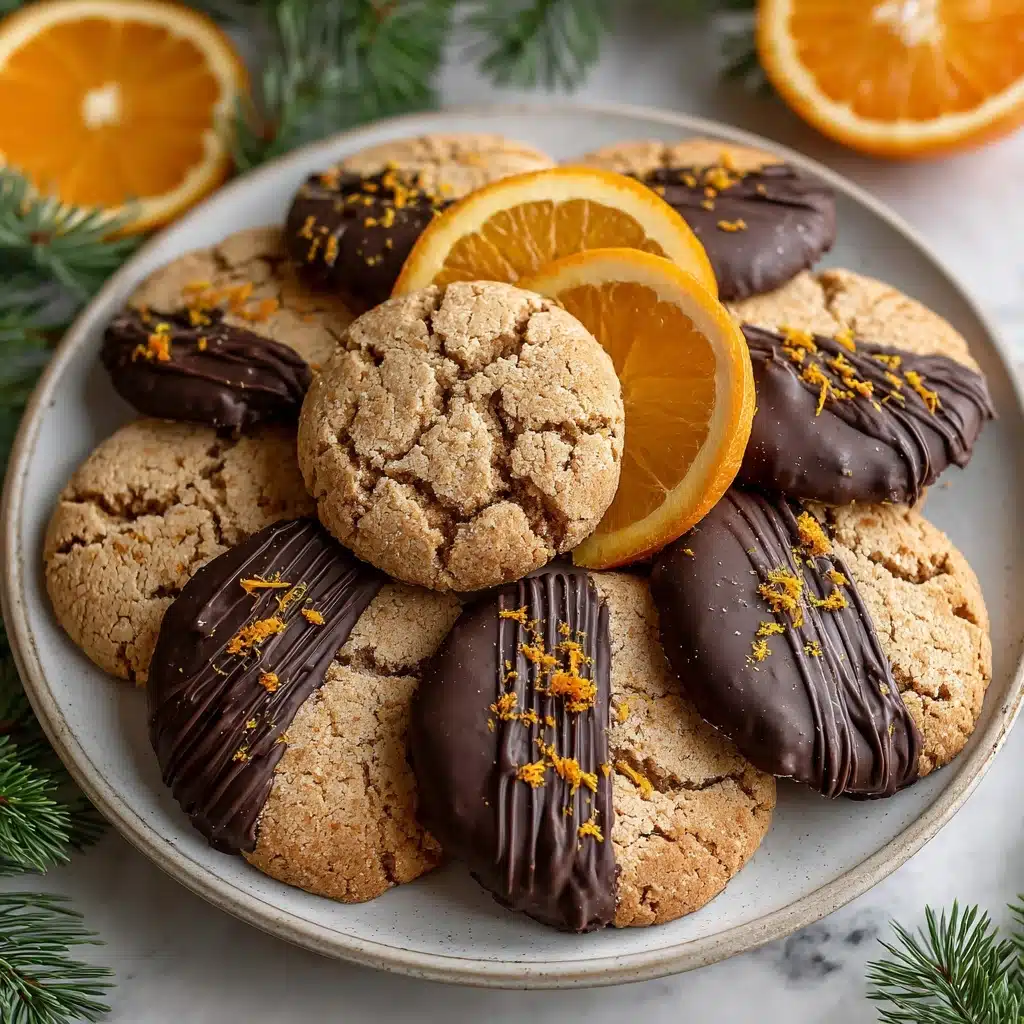 Chocolate Dipped Orange Shortbread Cookies Recipe - Recipe Image