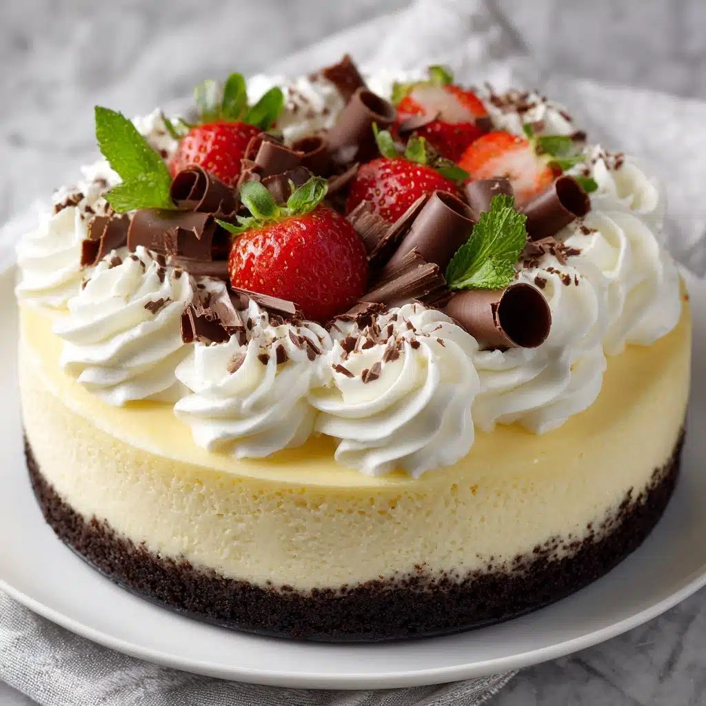 Vanilla Cheesecake with Chocolate Crust Recipe - Recipe Image