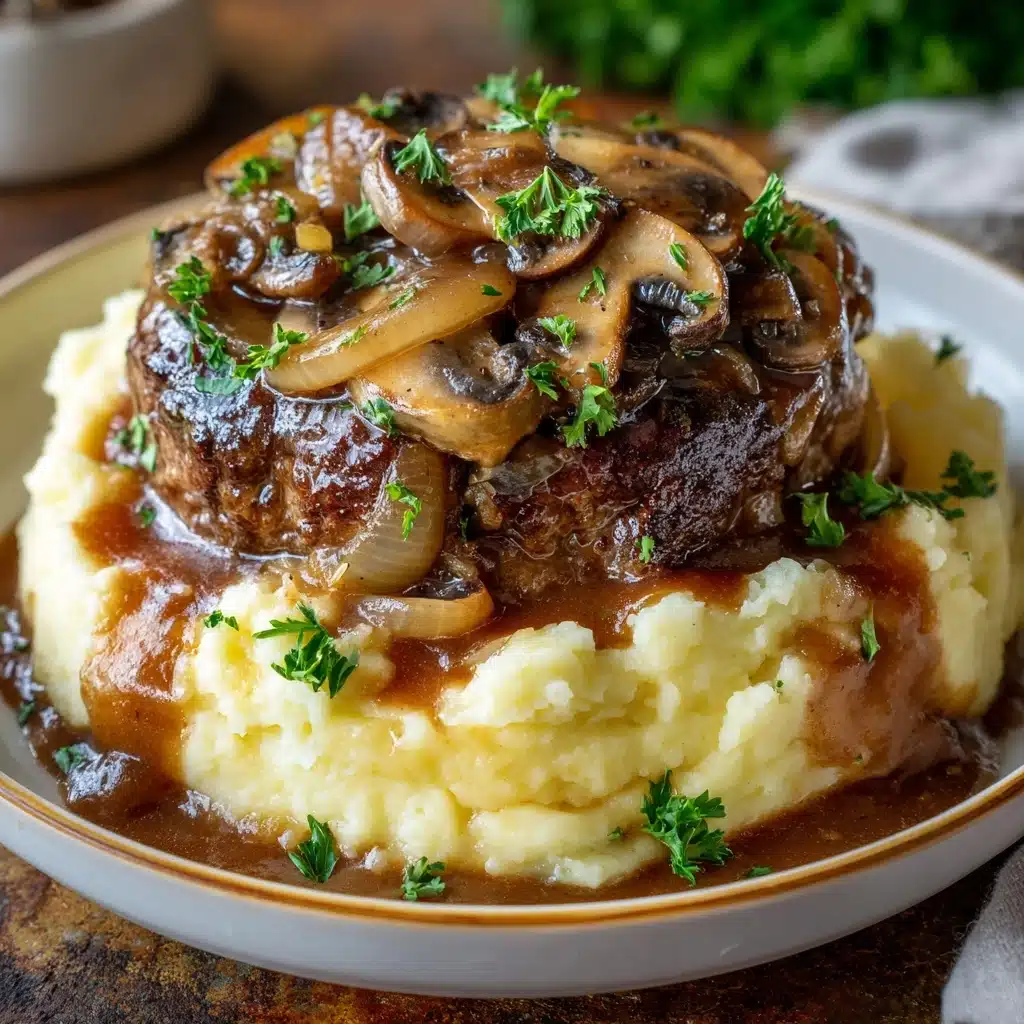 Bobby Flay Salisbury Steak with Mushroom Gravy Recipe - Recipe Image