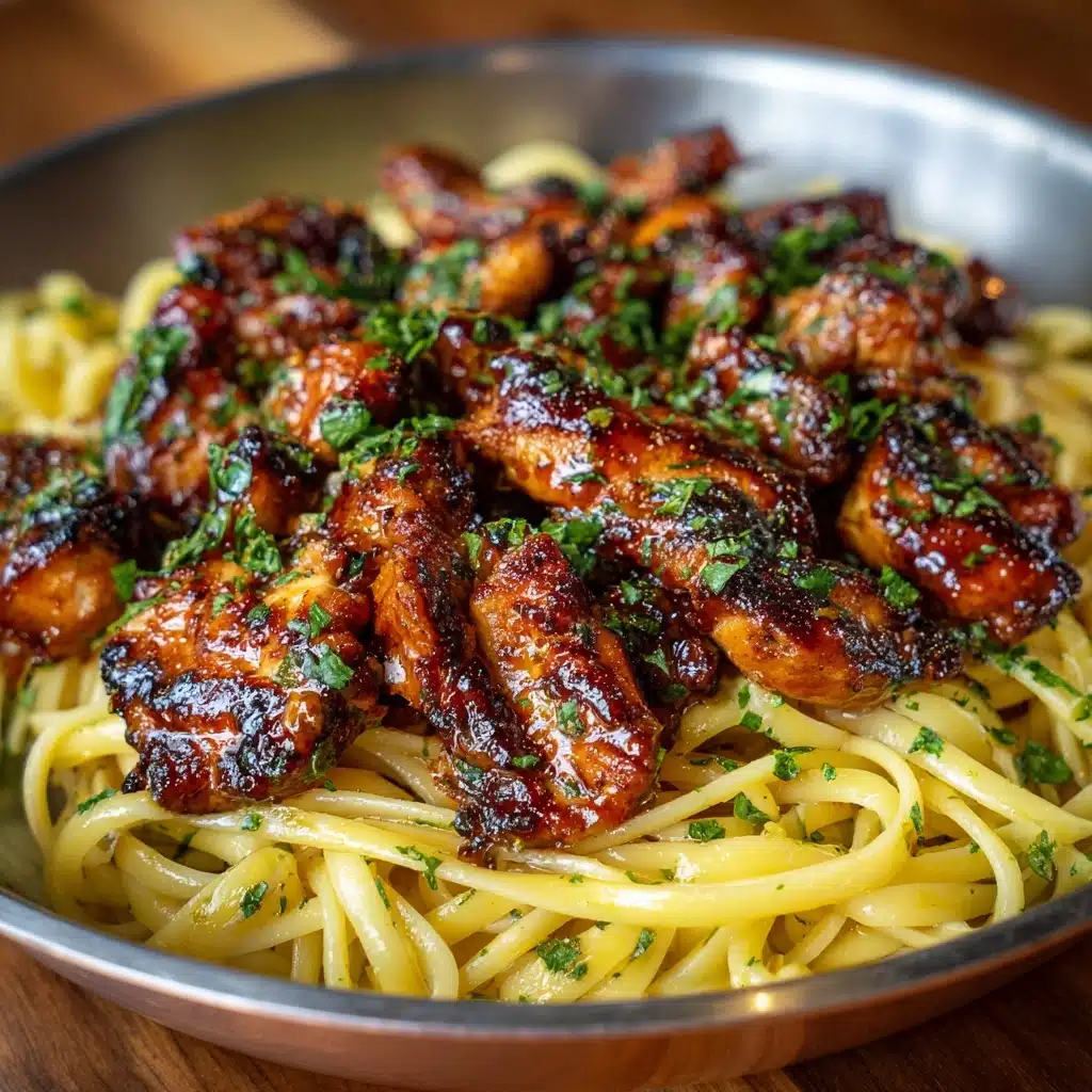 Garlic Butter Chicken Bites with Creamy Parmesan Pasta Recipe - Recipe Image