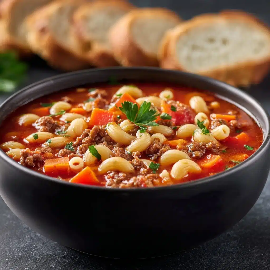 Beef & Tomato Macaroni Soup Recipe - Recipe Image