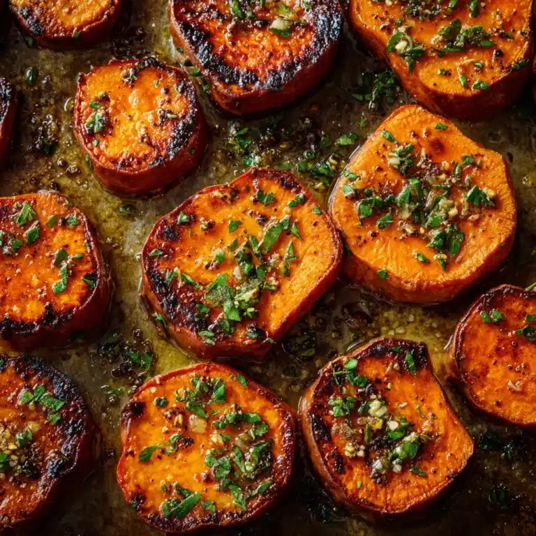 Garlic Butter Roasted Sweet Potatoes Recipe