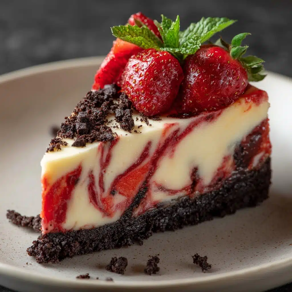 Chocolate Strawberry Swirl Cheesecake Recipe - Recipe Image