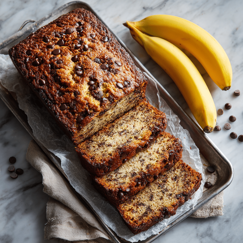 Super Moist Chocolate Chip Banana Bread Recipe - Recipe Image