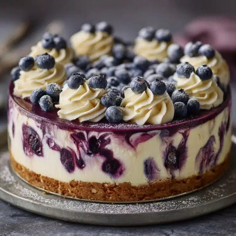 Elegant White Chocolate Blueberry Swirl Cheesecake Recipe