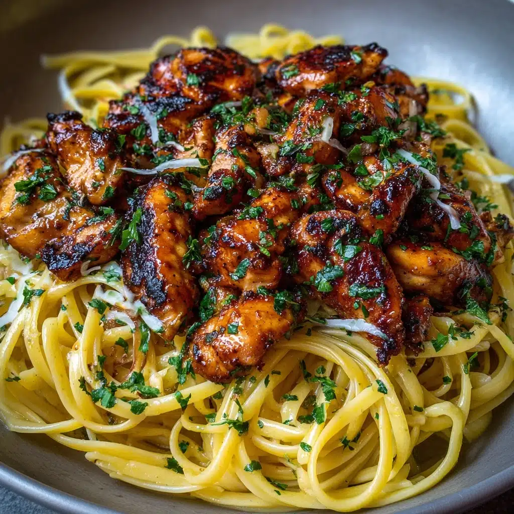 Garlic Butter Chicken Bites with Creamy Parmesan Pasta Recipe
