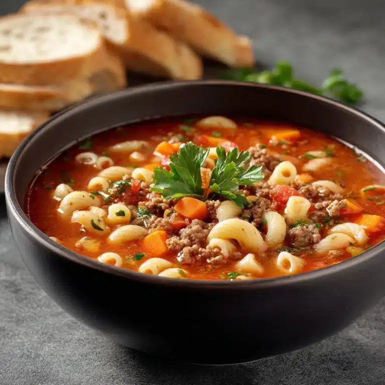 Beef & Tomato Macaroni Soup Recipe