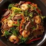Steak & Shrimp Stir-Fried Noodles Recipe
