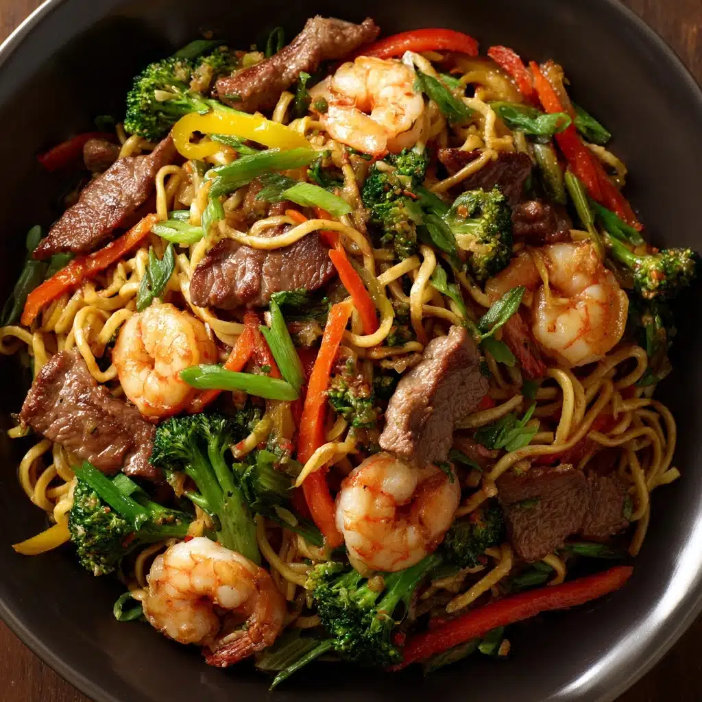 Steak & Shrimp Stir-Fried Noodles Recipe