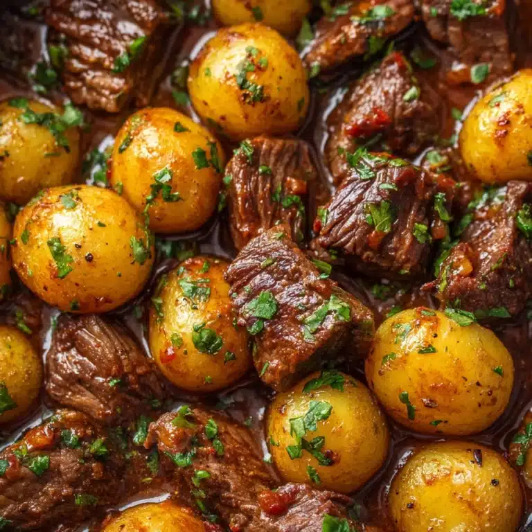 Slow Cooker Garlic Butter Beef Bites & Potatoes Recipe