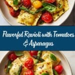 Ravioli with Tomatoes, Asparagus, Garlic, and Herbs Recipe