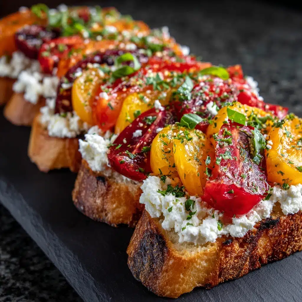 Roasted Red Pepper and Feta Bruschetta Recipe