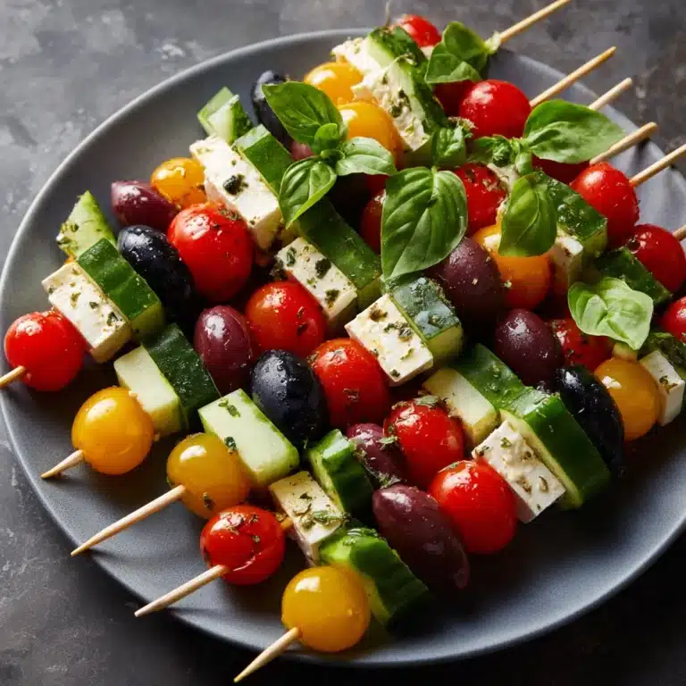 Greek Salad Skewers with Olives and Feta Recipe