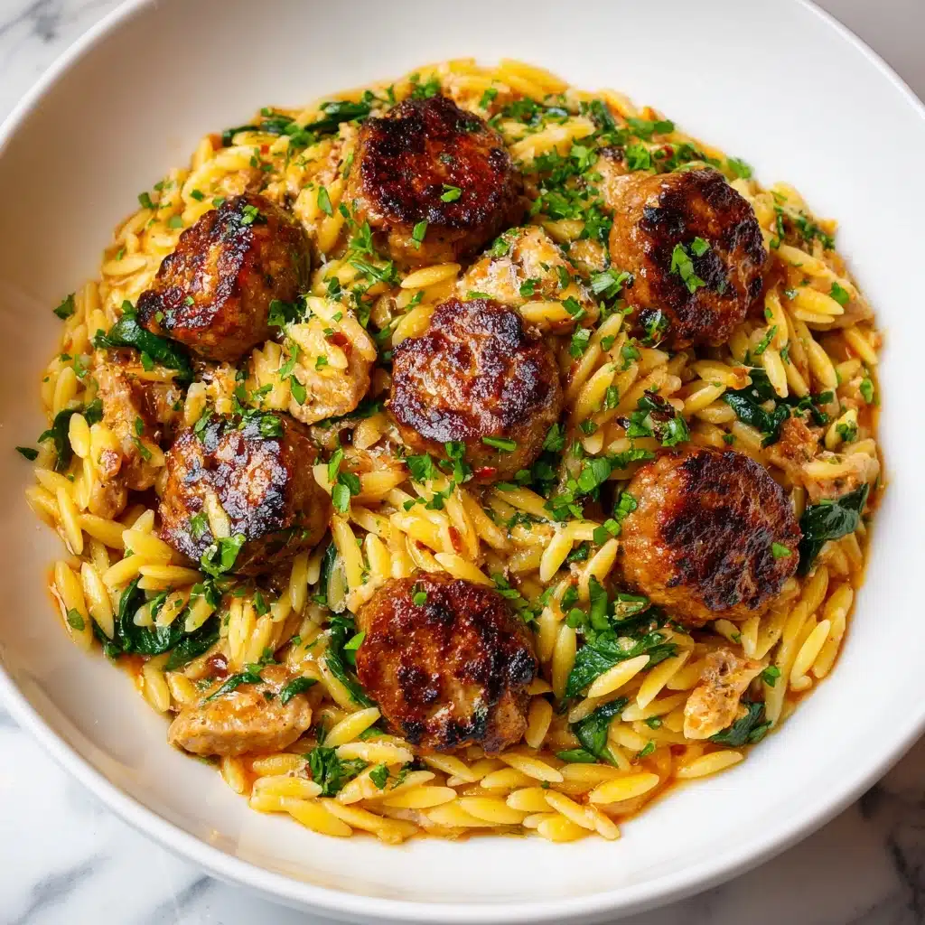 Creamy Chicken Sausage Orzo Recipe - Recipe Image