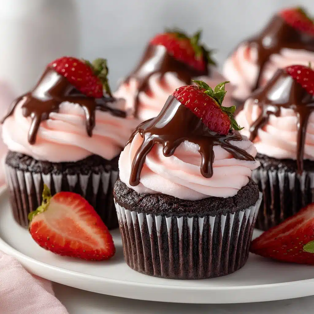 Chocolate Covered Strawberry Cupcakes Recipe - Recipe Image