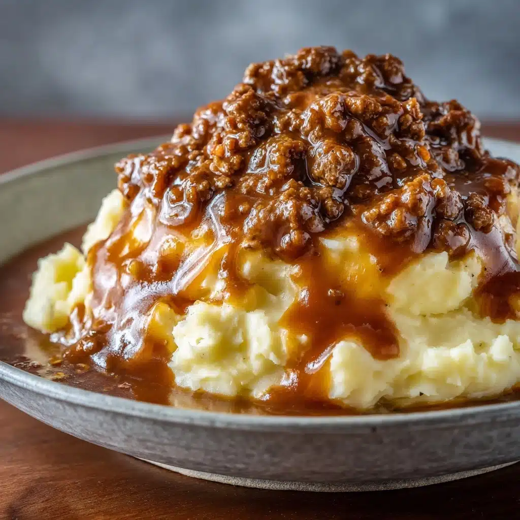 Ground Beef and Gravy Over Mashed Potatoes Recipe - Recipe Image