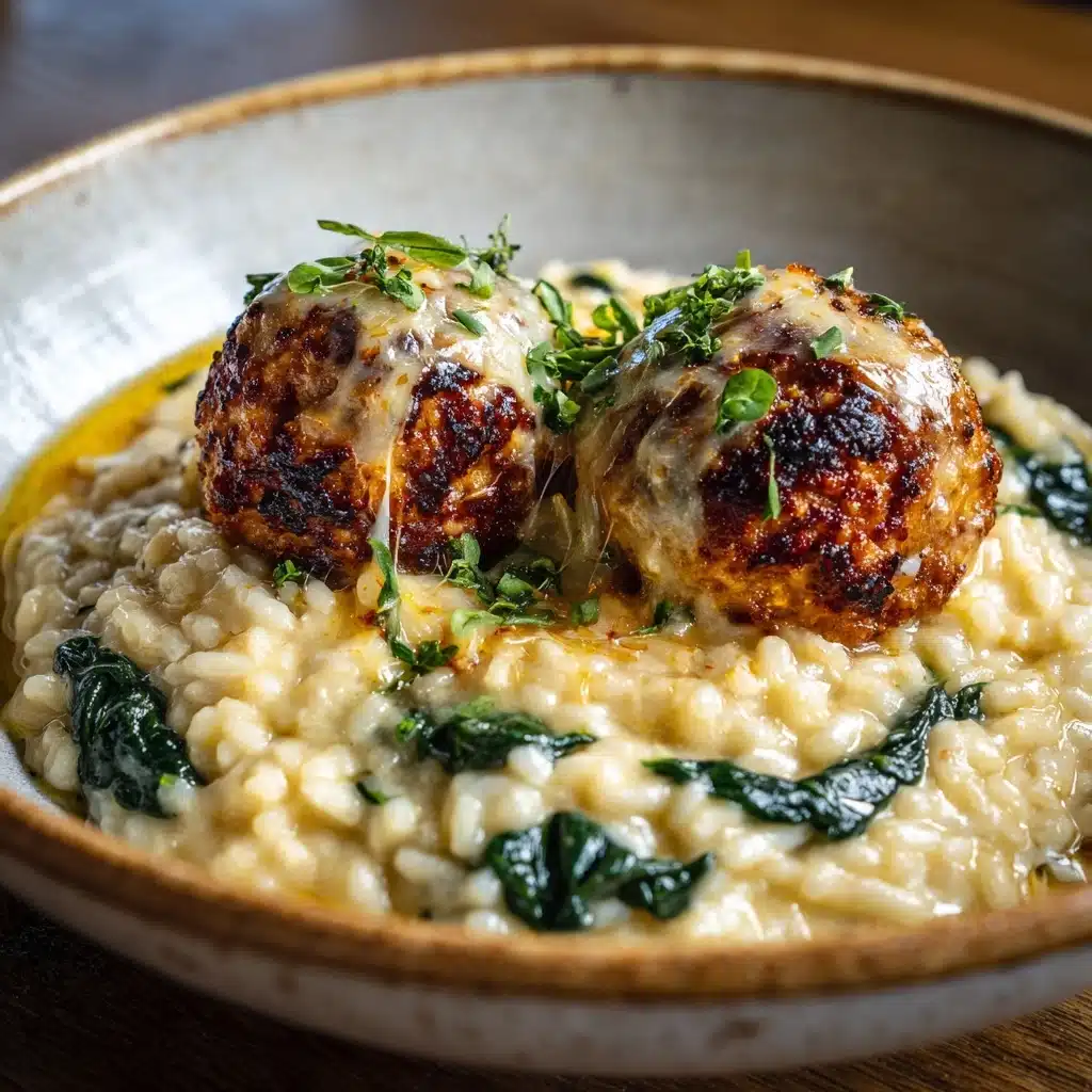 Baked Lemon Rosemary Chicken Meatballs with Creamy Orzo Recipe - Recipe Image