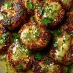 Garlic Butter Parmesan Chicken Bites with Creamy Herb Sauce Recipe