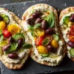 Greek Salad Naan Bites with Hummus Recipe