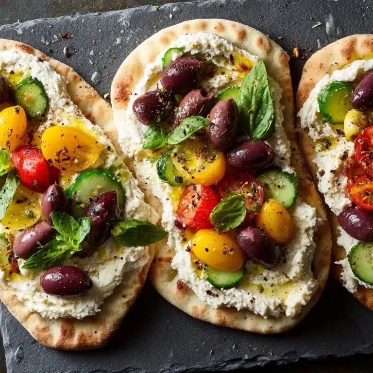 Greek Salad Naan Bites with Hummus Recipe