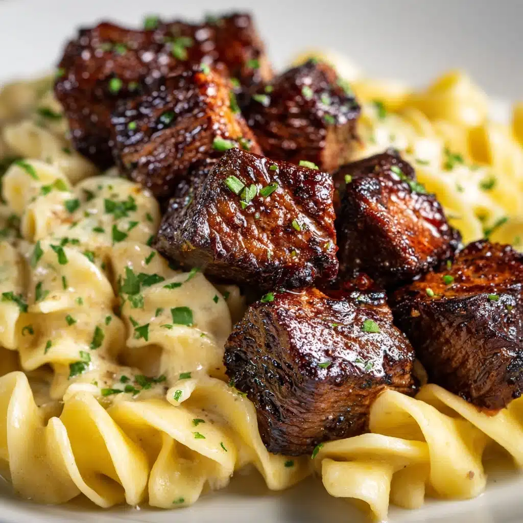 Garlic Butter Steak Bites & Creamy Pepper Jack Pasta Recipe - Recipe Image