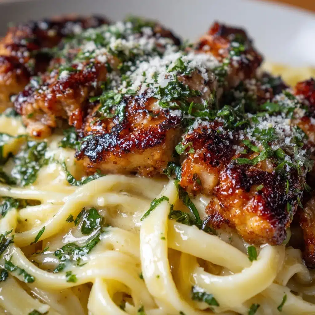 Lemon Garlic Butter Chicken with Creamy Parmesan Linguine Recipe - Recipe Image