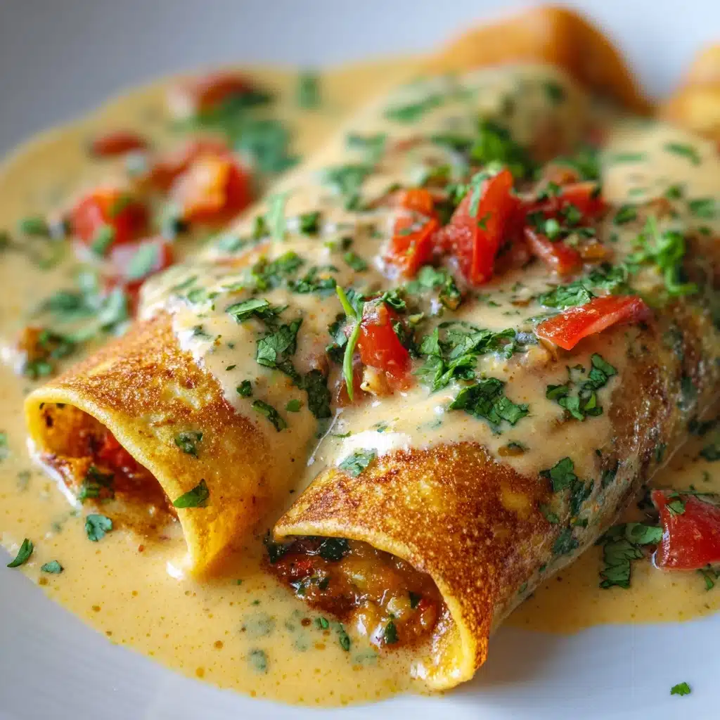 Boudin Chimichangas with Crawfish Cream Sauce Recipe - Recipe Image