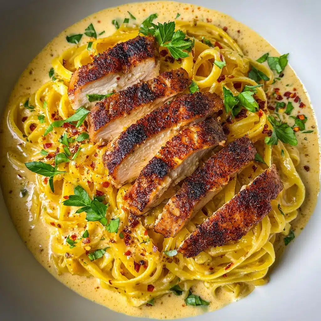 Savory Cajun Chicken over Creamy Parmesan Linguine Recipe - Recipe Image