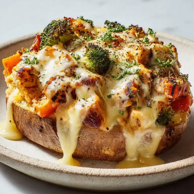 Loaded Jerk Chicken Baked Potato with Jerk Alfredo Sauce Recipe