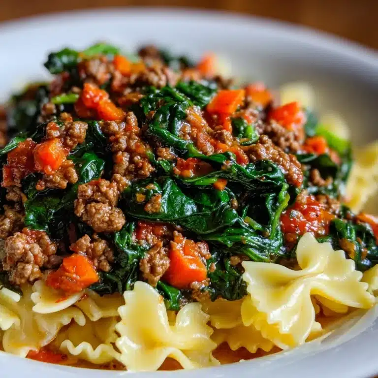 One-Pan Ground Beef and Spinach Pasta Recipe