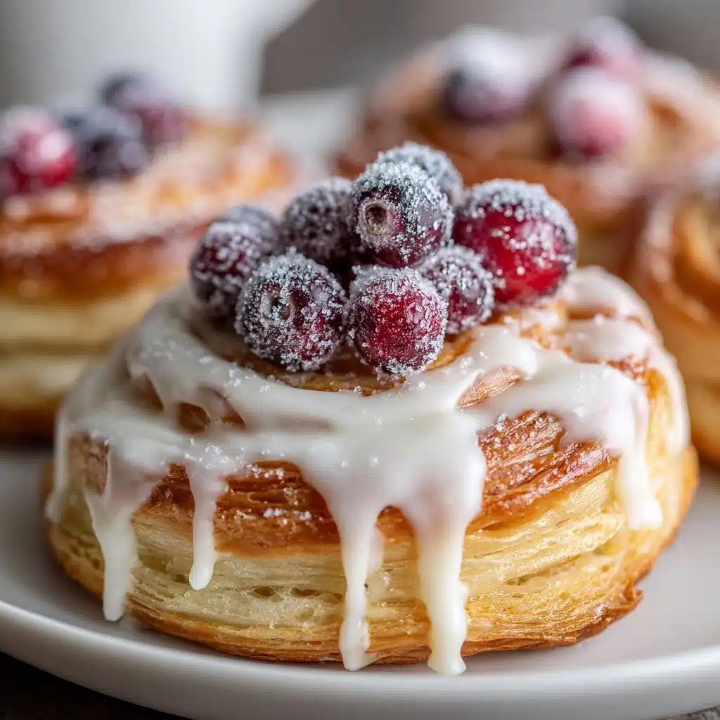 Cream Cheese Danishes with Sugared Cranberries and Vanilla Butter Glaze Recipe
