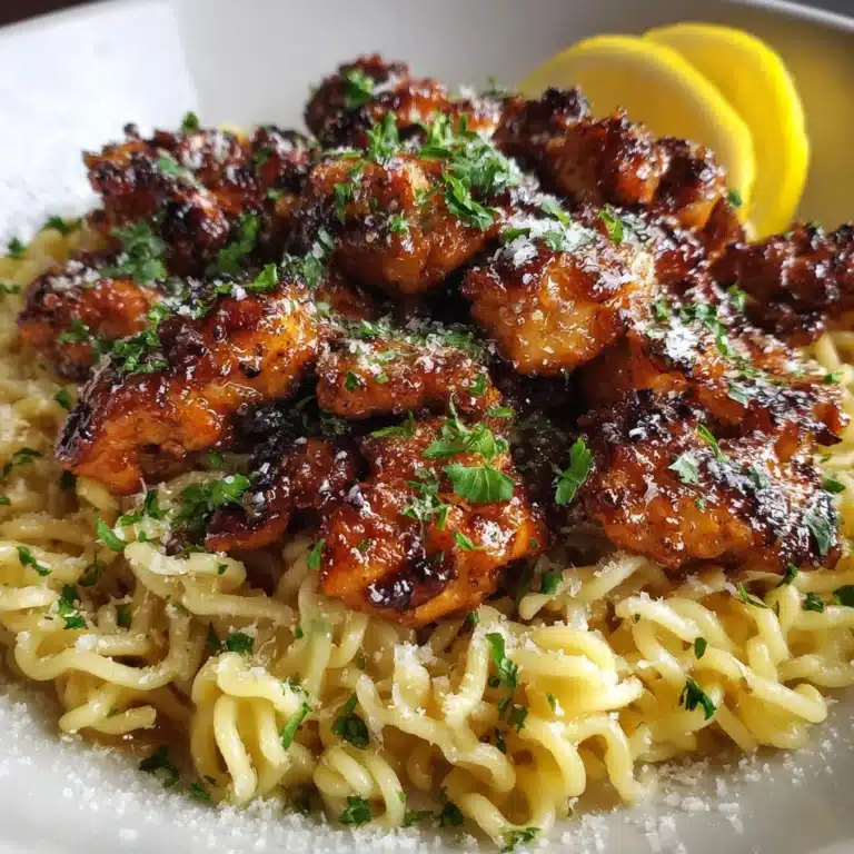 Lemon Garlic Butter Chicken Bites with Savory Parmesan Linguine Recipe