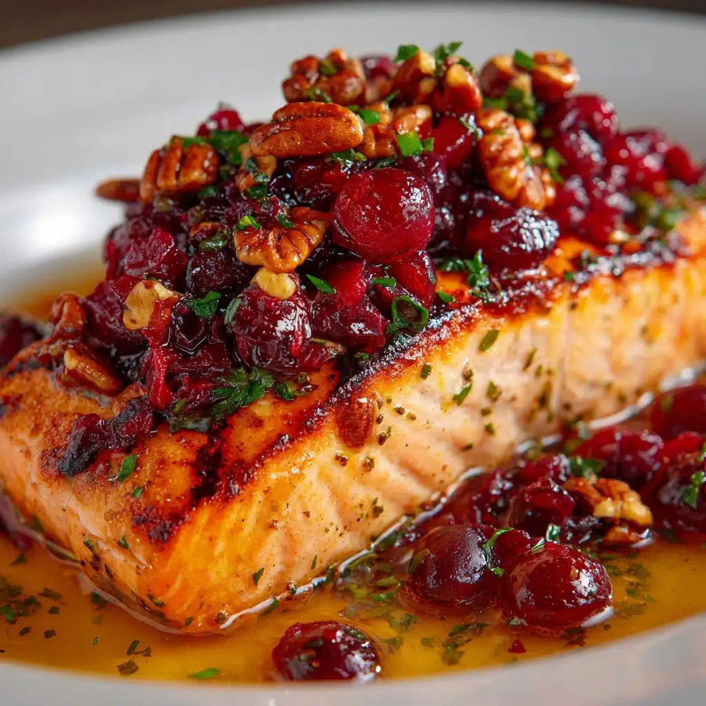 Baked Salmon with Cranberry Salsa and Pecans Recipe - Recipe Image