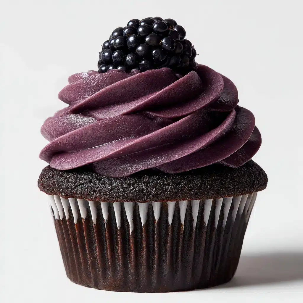 Dark Chocolate Blackberry Cupcakes Recipe - Recipe Image
