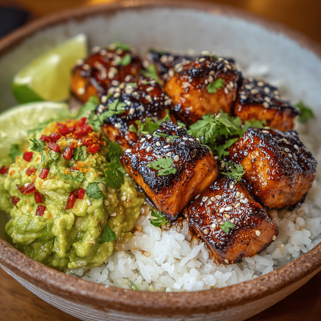 Spicy Chipotle Honey Salmon Bowls Recipe - Recipe Image